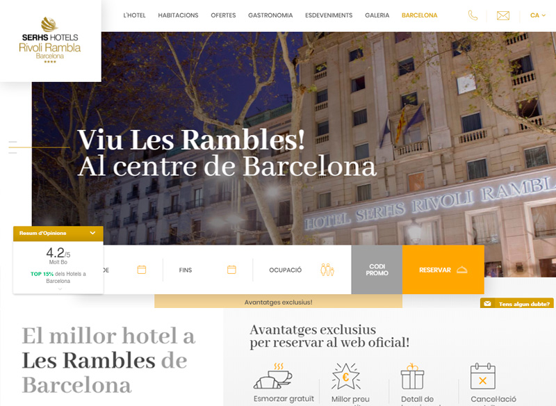L'Hotel SERHS Rivoli Rambla llença el seu nou web